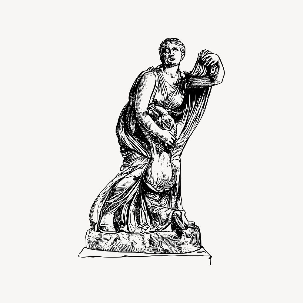 Greek statue collage element, ancient illustration vector. Free public domain CC0 image.