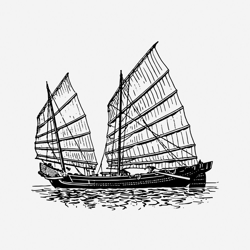 Vintage ship, maritime illustration. Free public domain CC0 image.