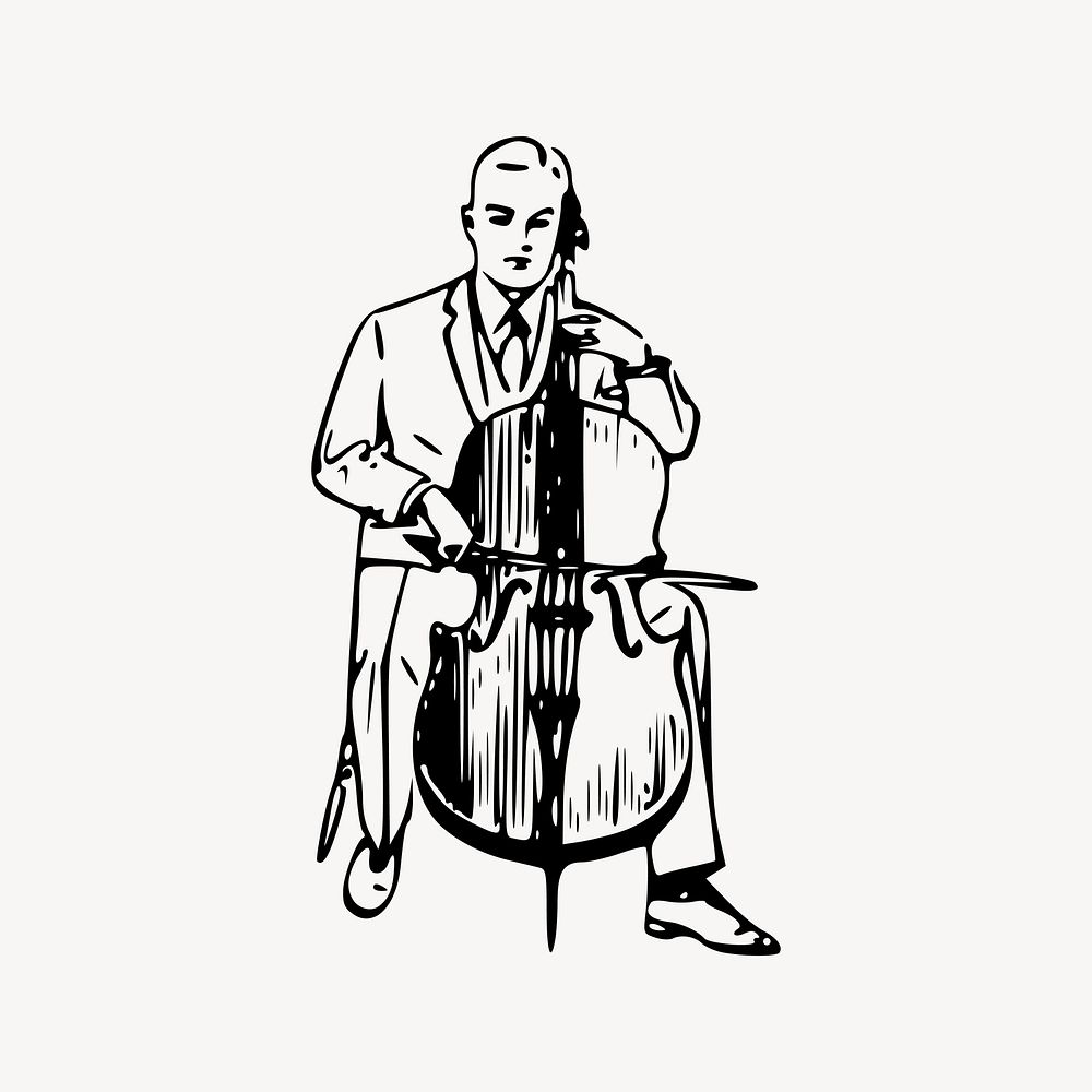 Cello clipart, musical instrument illustration vector. Free public domain CC0 image.