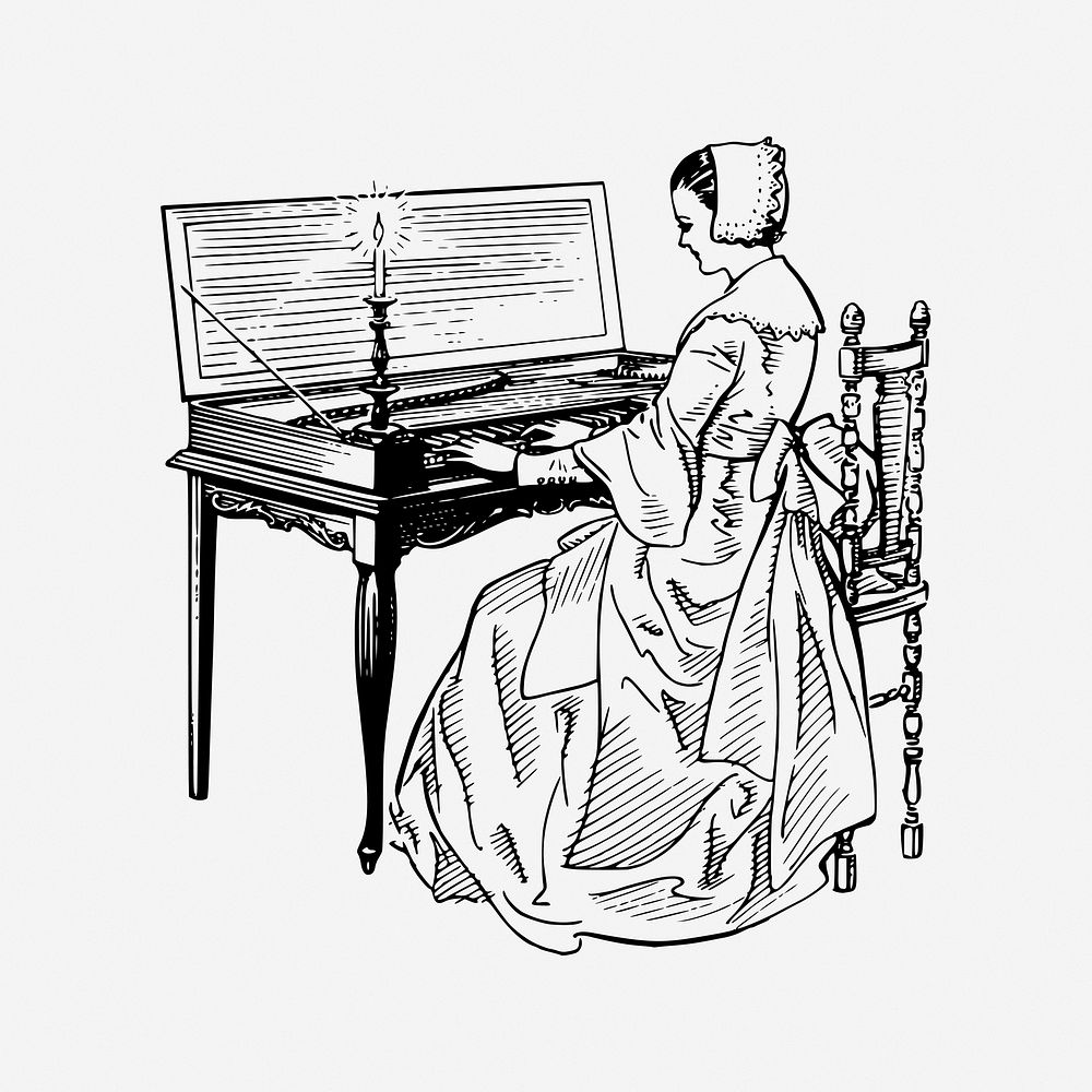 Pianist, Victorian era illustration. Free public domain CC0 image.