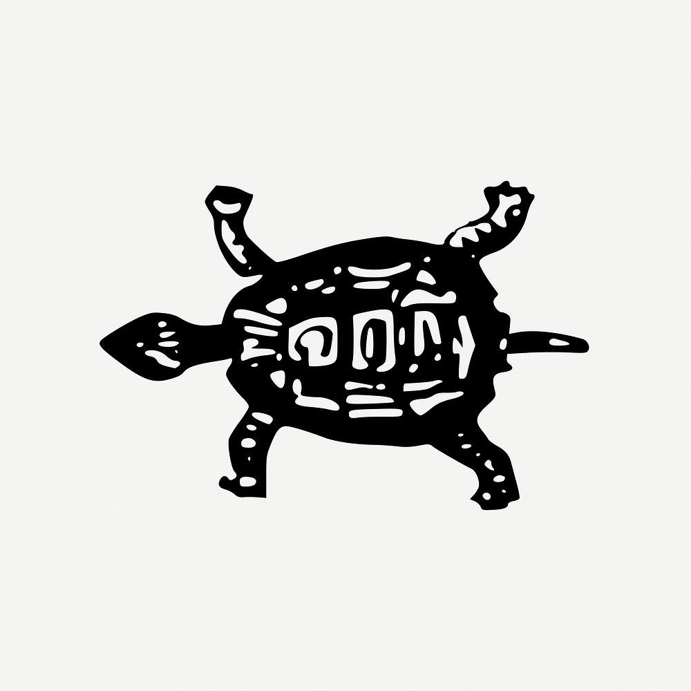 Turtle drawing, black and white illustration psd. Free public domain CC0 image.