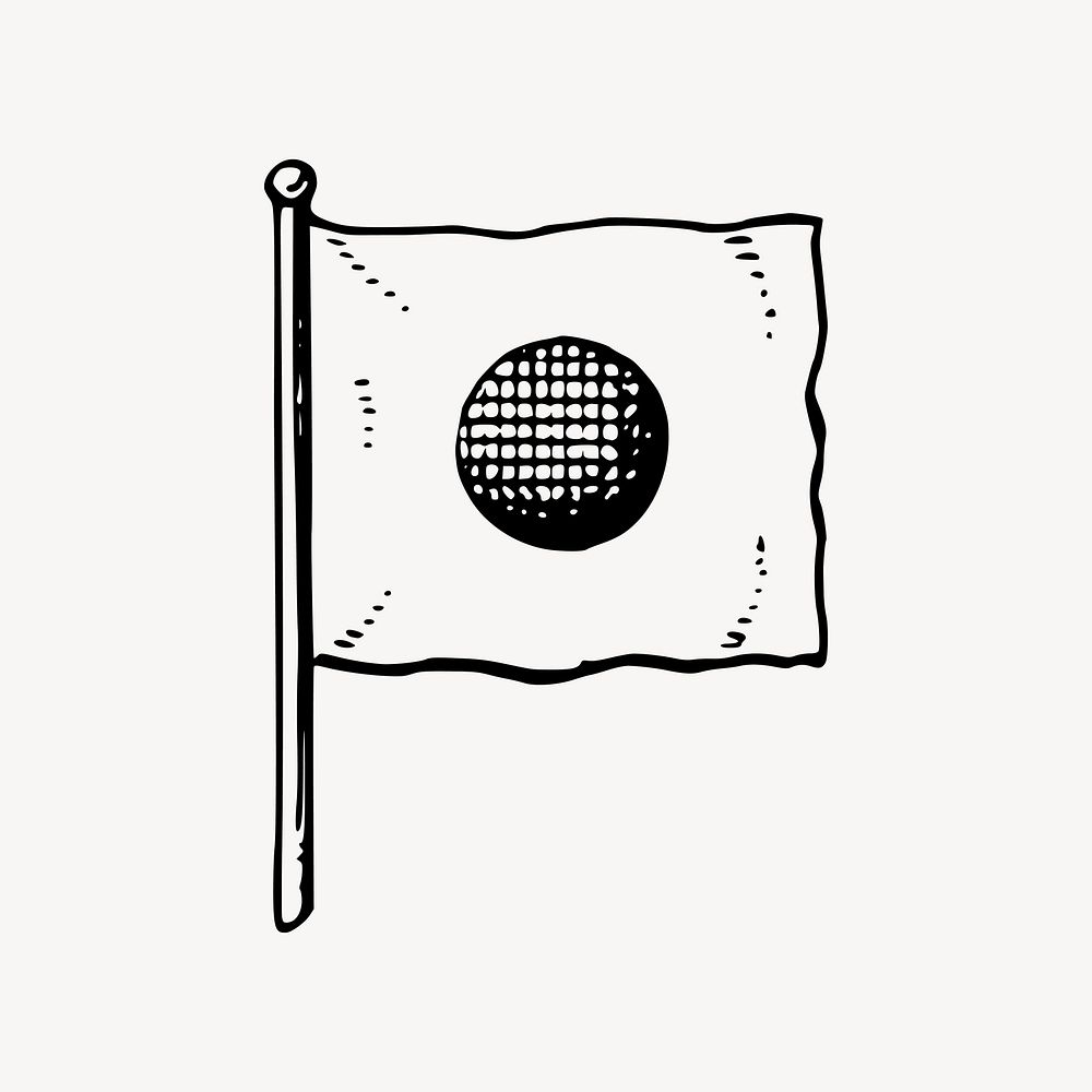 Japan flag clipart, black and white illustration vector. Free public domain CC0 image.
