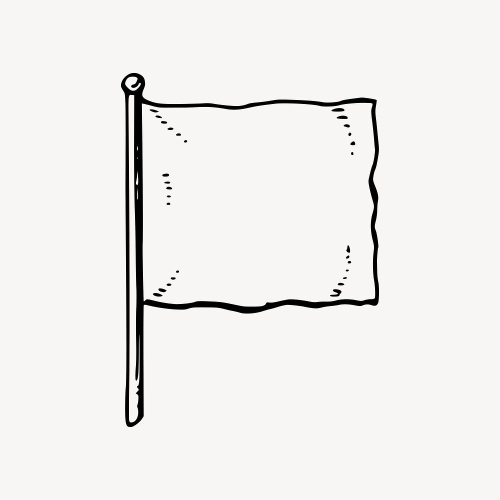 Blank flag clipart, black and white illustration vector. Free public domain CC0 image.
