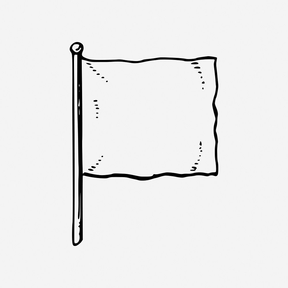 Blank flag, black and white illustration. Free public domain CC0 image.