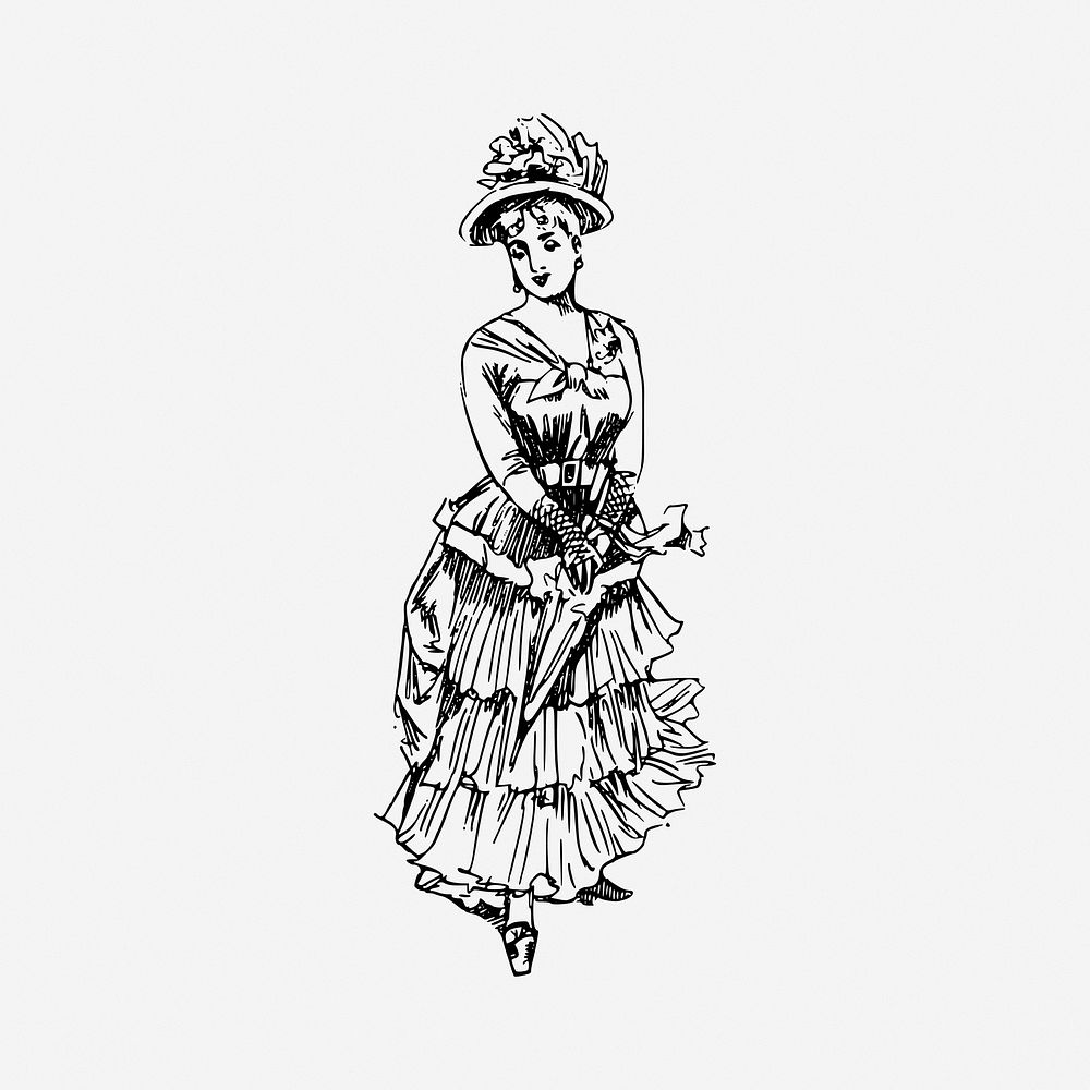 Victorian woman, vintage illustration. Free public domain CC0 image.