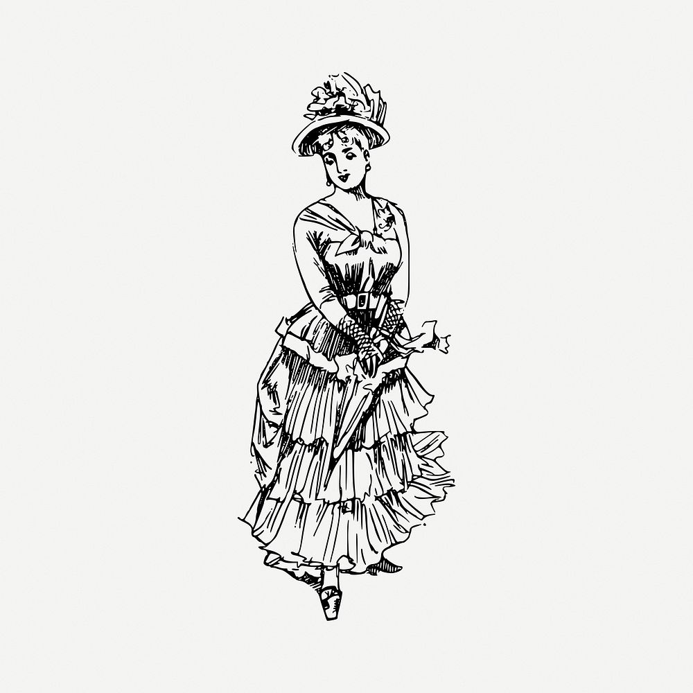 Victorian woman collage element, vintage illustration psd. Free public domain CC0 image.