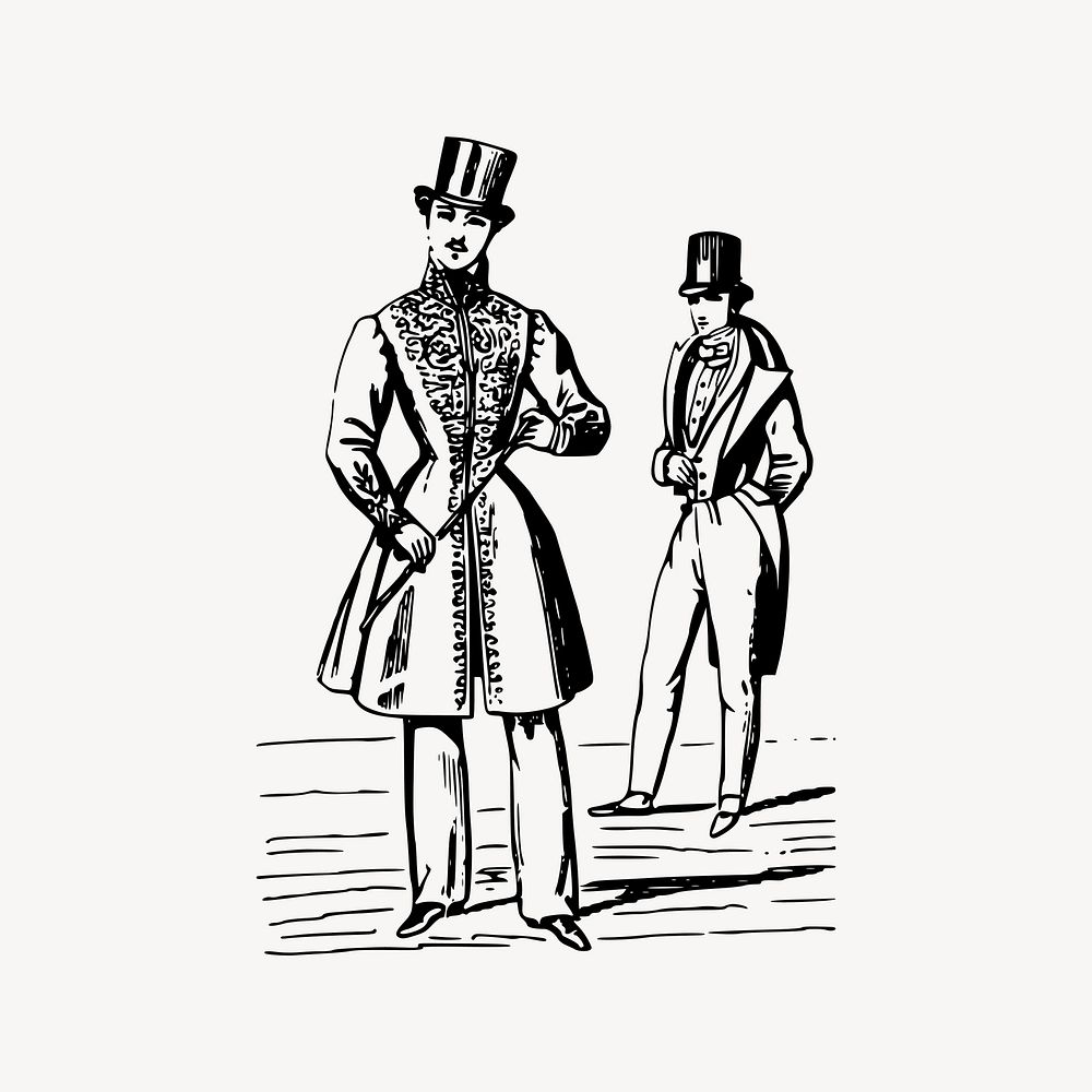 Gentlemen clipart, vintage people illustration vector. Free public domain CC0 image.