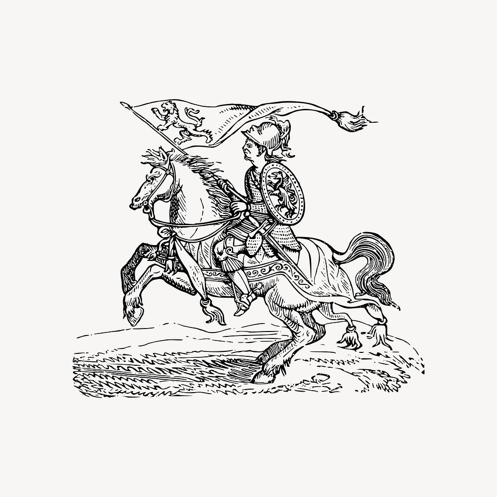 Knight drawing, antique illustration vector. Free public domain CC0 image.