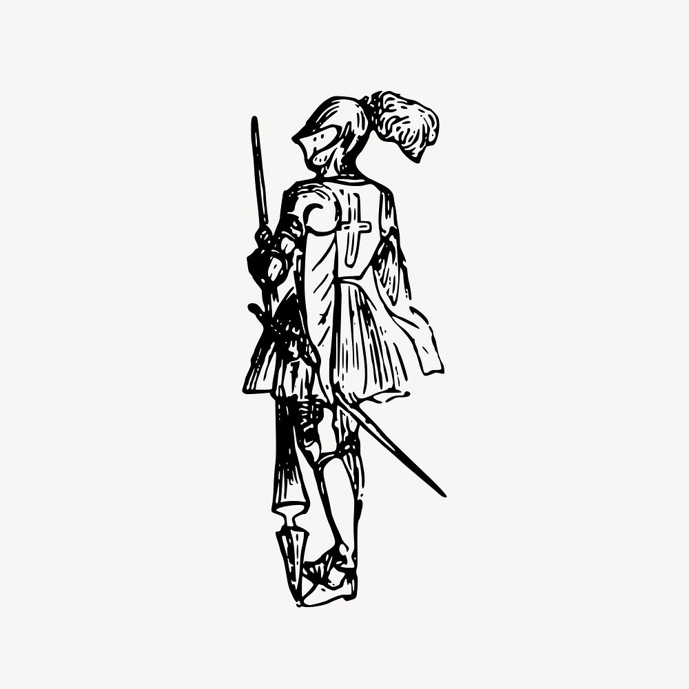 French knight clipart, historic people illustration vector. Free public domain CC0 image.