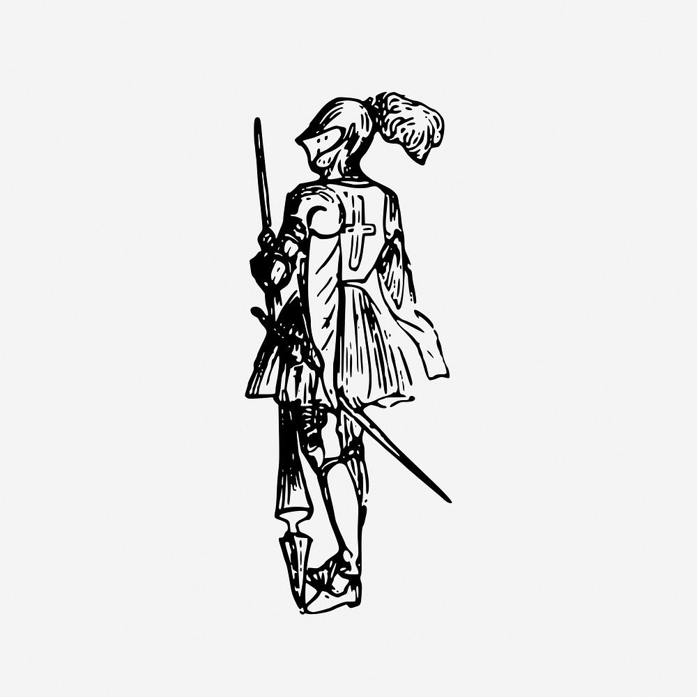 French knight, historic people illustration. Free public domain CC0 image.