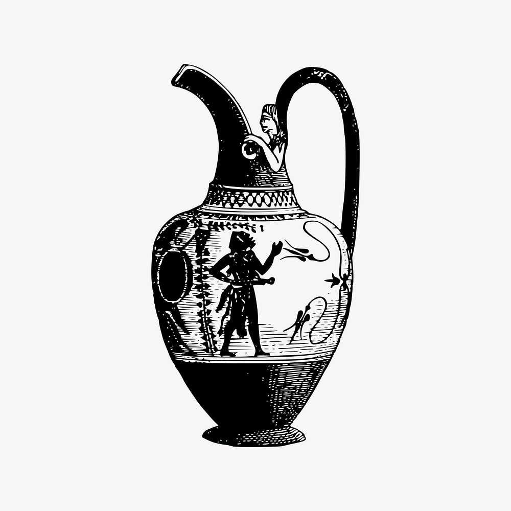 Ancient greek vase drawing, ancient object illustration vector. Free public domain CC0 image.