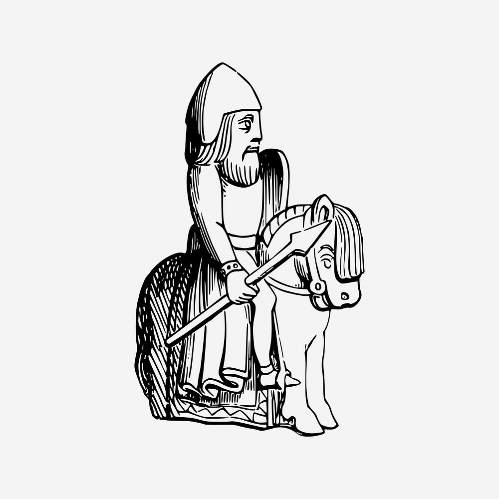Medieval knight illustration. Free public domain CC0 image.