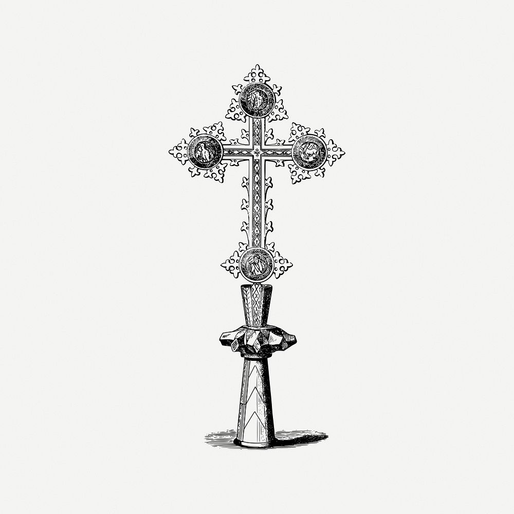 Church cross clipart, Catholicism religion illustration psd. Free public domain CC0 image.