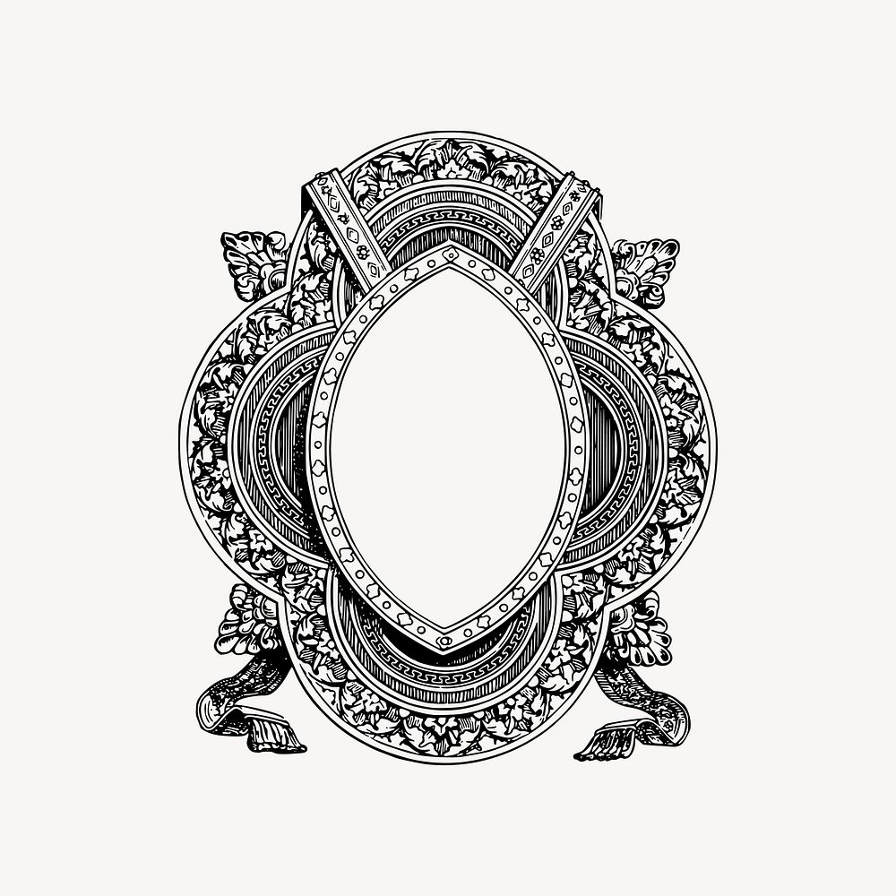 Mirror frame drawing, vintage illustration vector. Free public domain CC0 image.