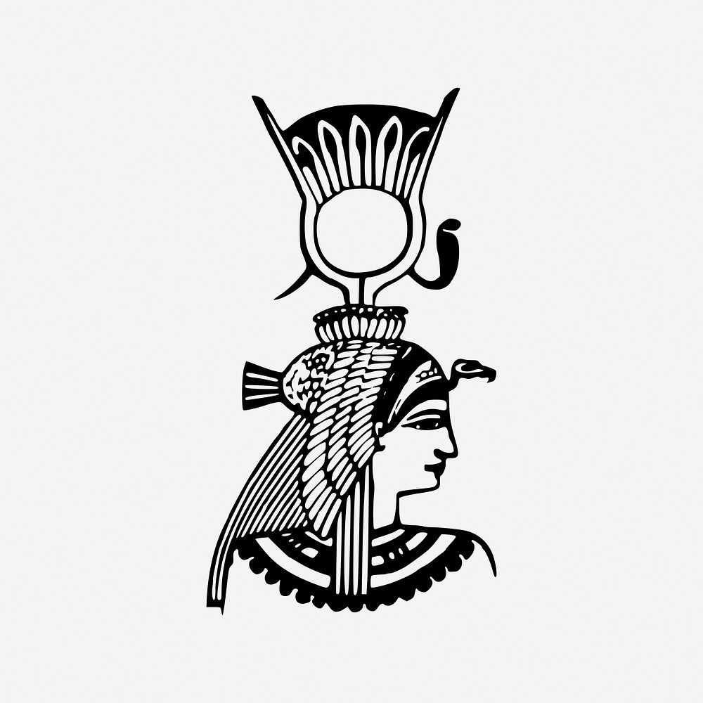 Egyptian pharaoh drawing, ancient illustration psd. Free public domain CC0 image.