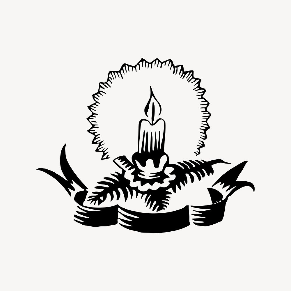 Candle badge collage element, candlelight vigil illustration vector. Free public domain CC0 image.