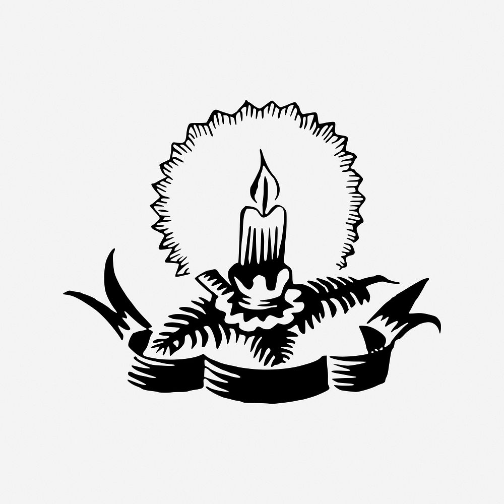 Candle badge, candlelight vigil illustration. Free public domain CC0 image.