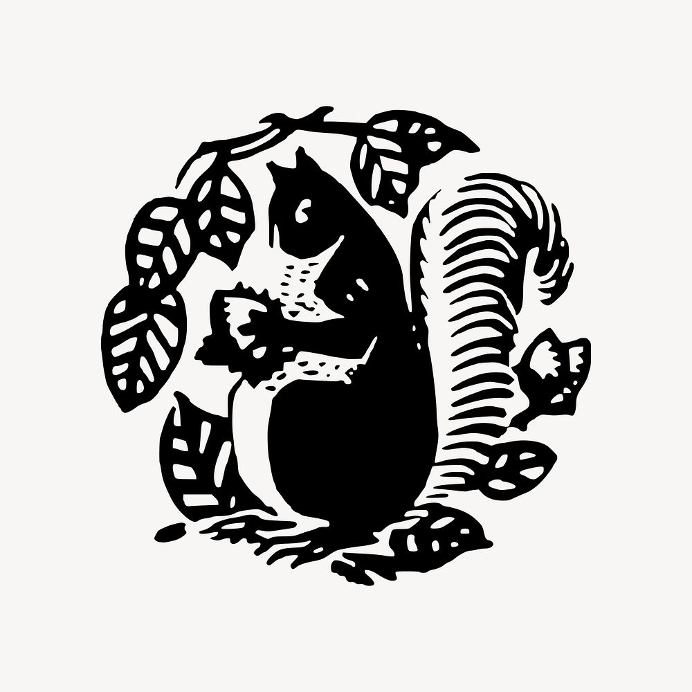Squirrel badge clipart, animal illustration vector. Free public domain CC0 image.
