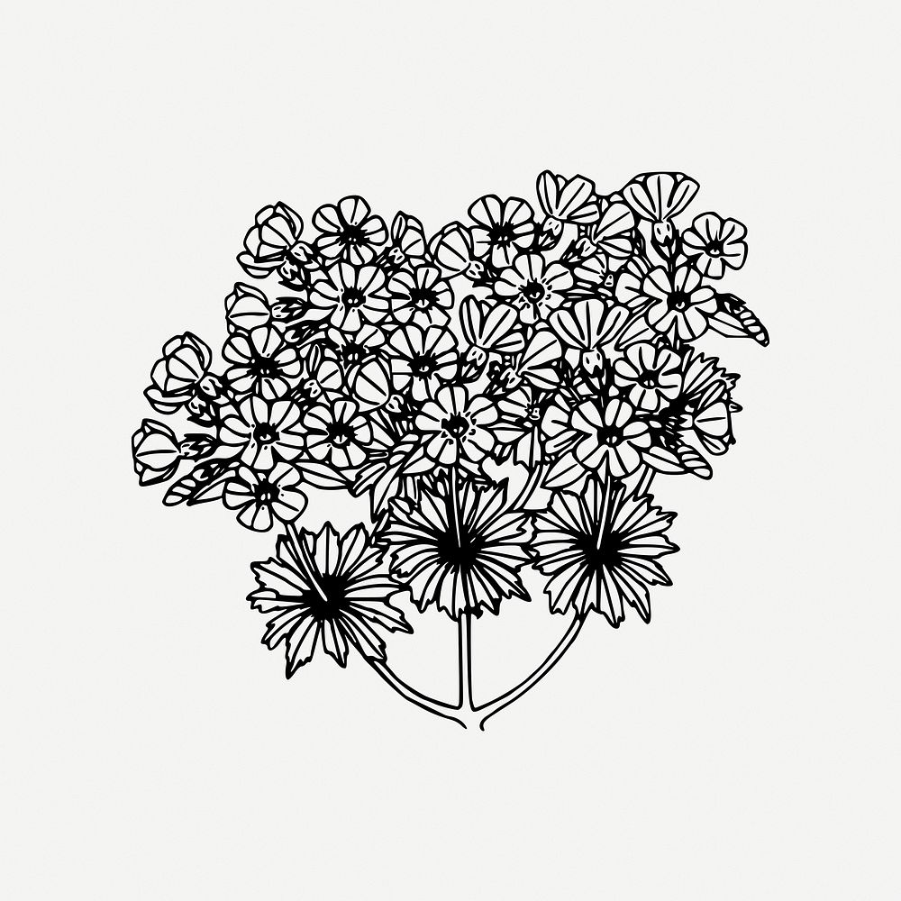 Wildflower collage element, floral illustration psd. Free public domain CC0 image.