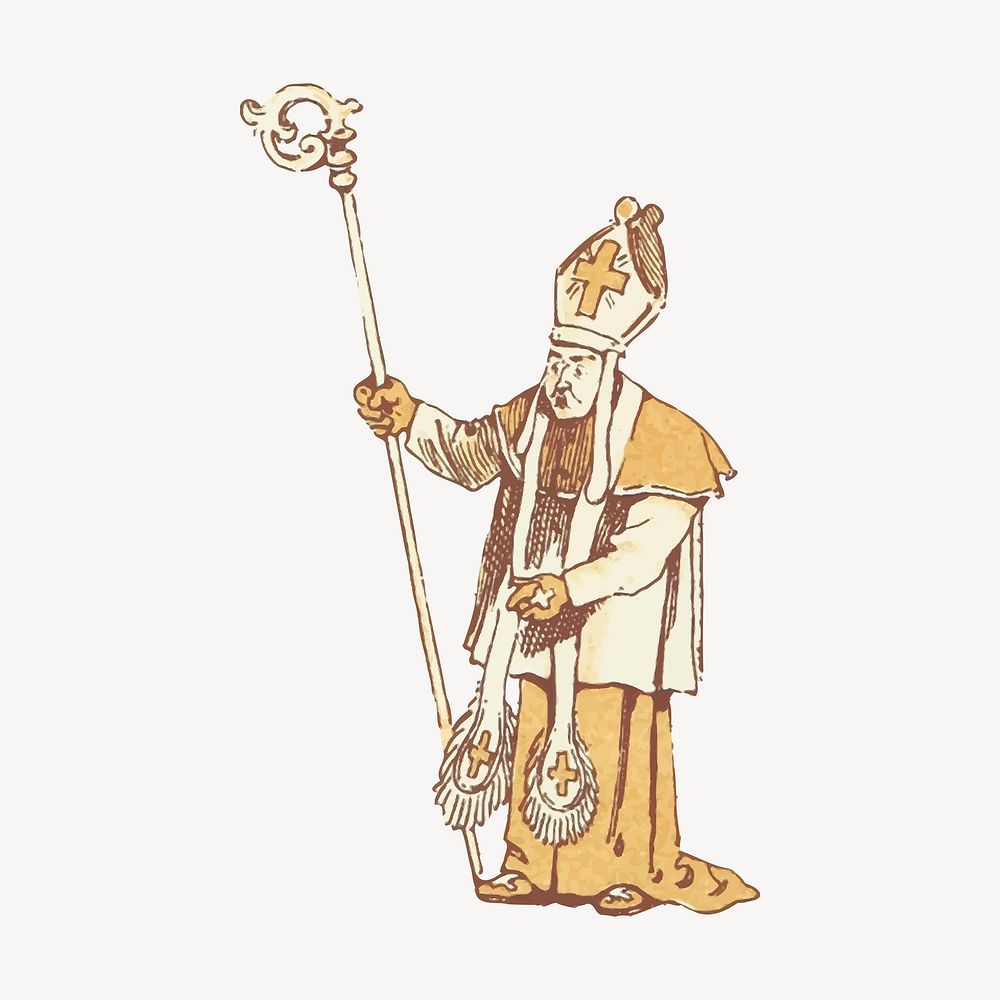 Bishop drawing, Christianity religion illustration vector. Free public domain CC0 image.