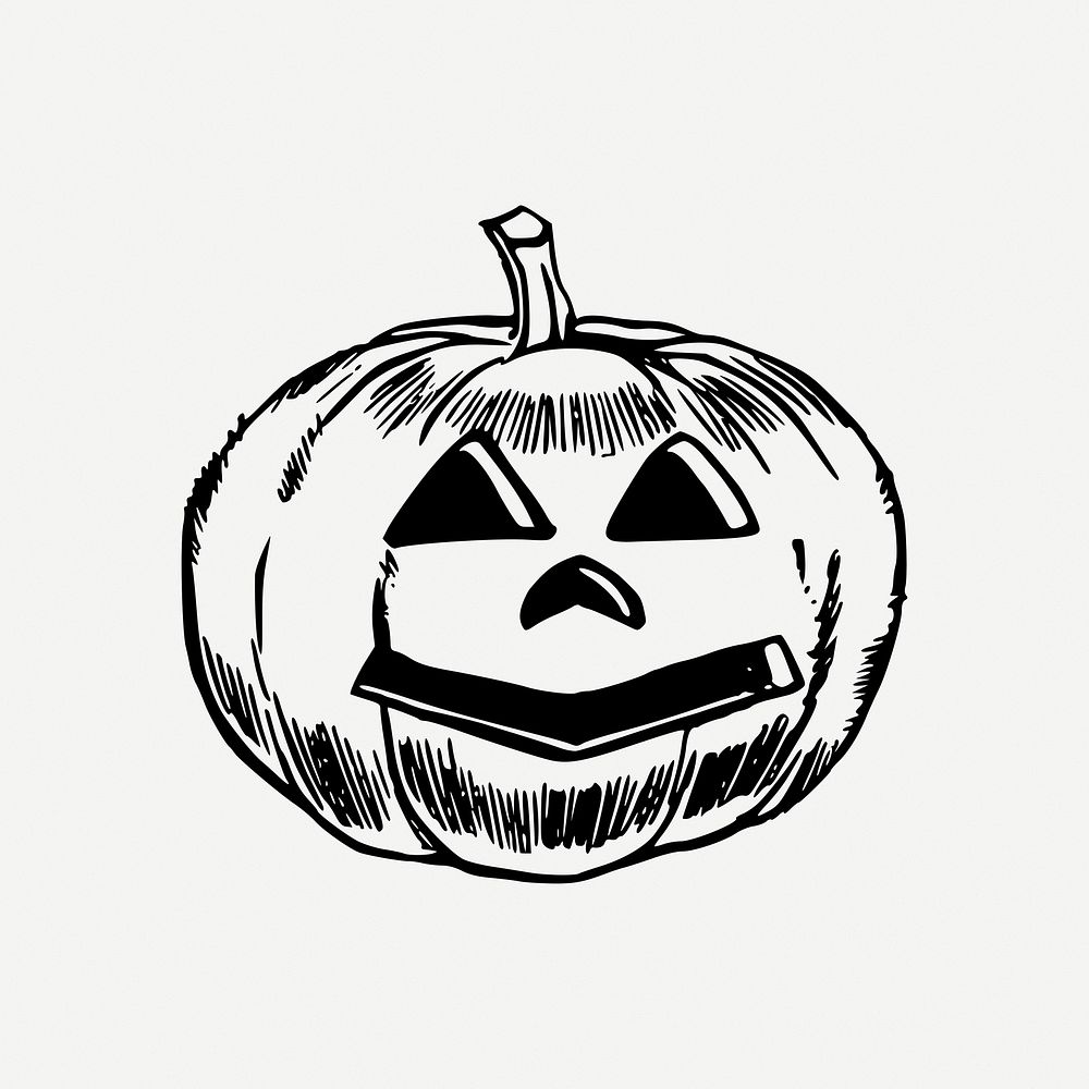 Halloween pumpkin collage element, jack o' lantern illustration psd. Free public domain CC0 image.