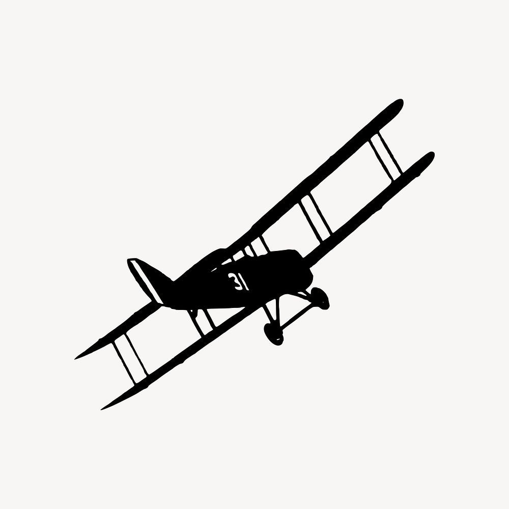 Airplane drawing, vintage object illustration vector. Free public domain CC0 image.
