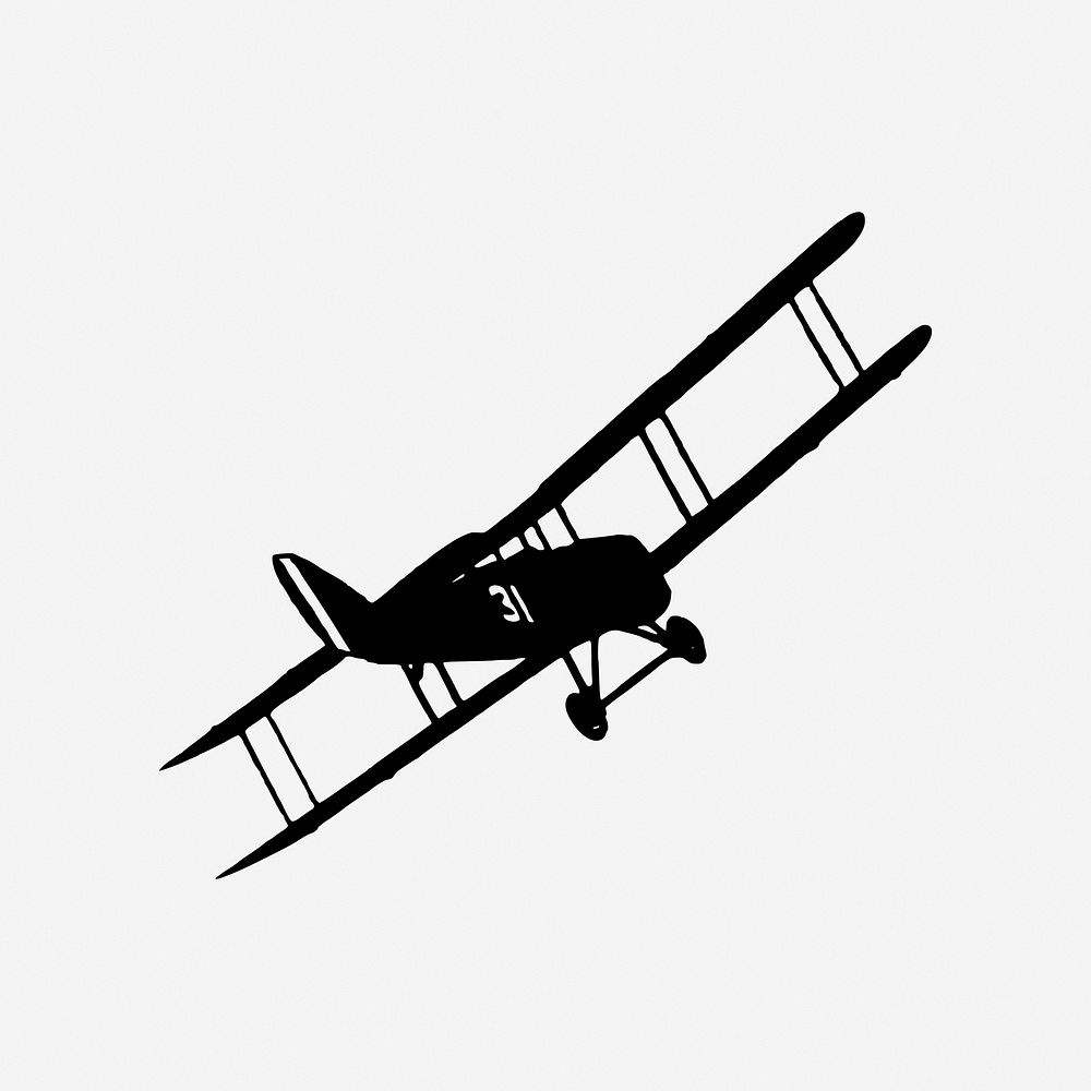Airplane, vintage object illustration. Free public domain CC0 image.