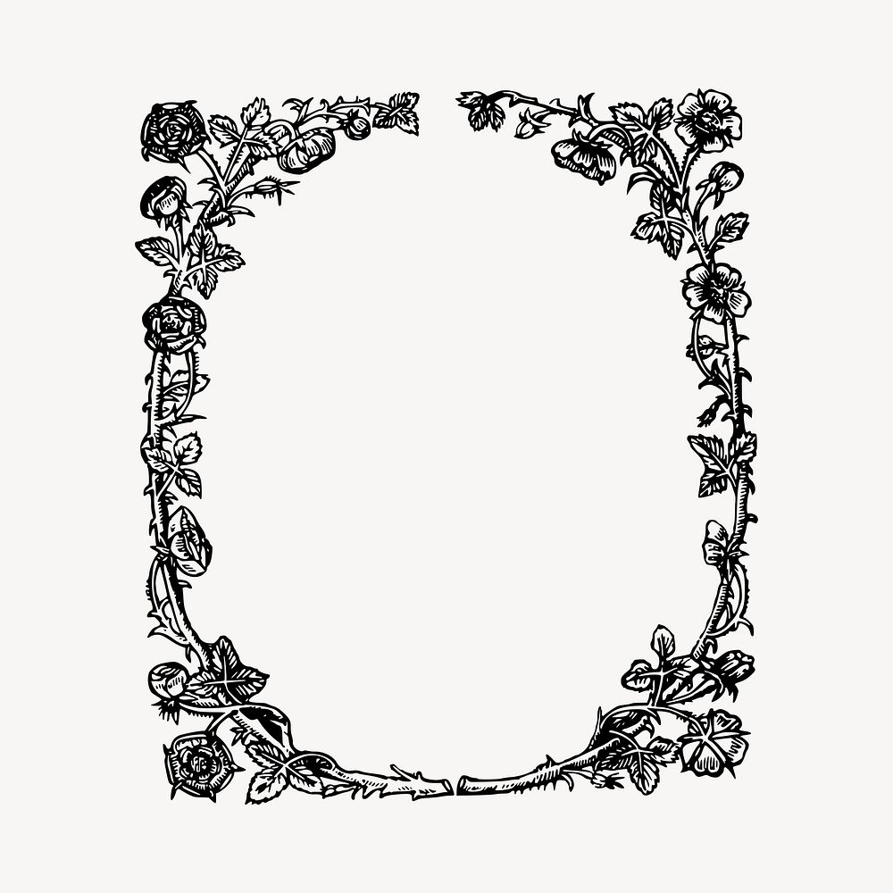 Floral frame illustration clipart vector. Free public domain CC0 image