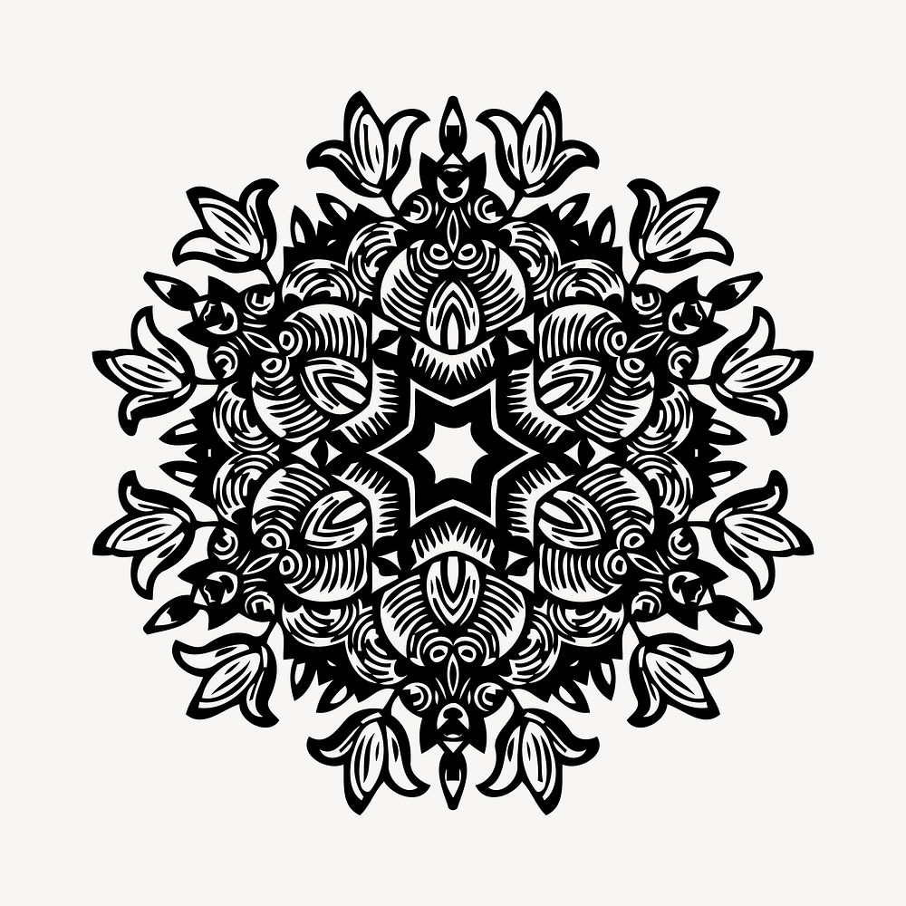 Decorative mandala decoration illustration clipart vector. Free public domain CC0 image