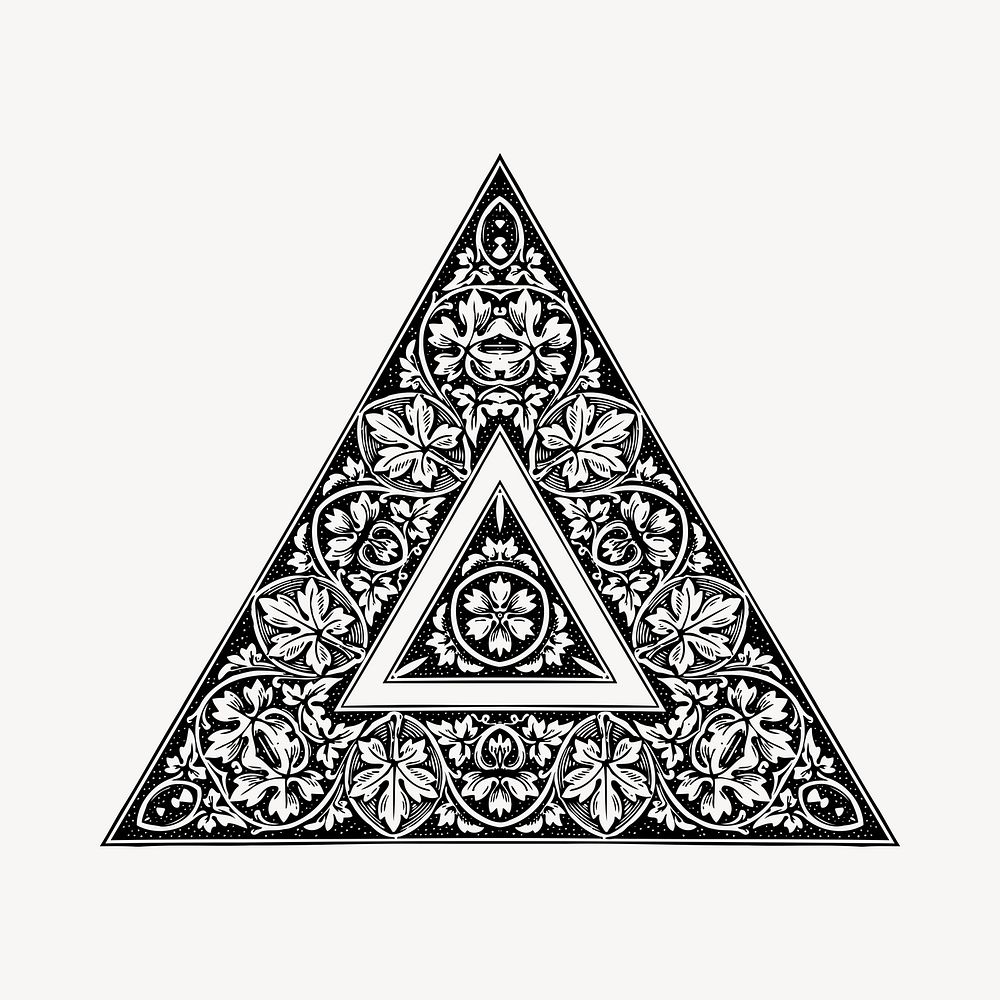Vintage decorative triangle illustration clipart vector. Free public domain CC0 image