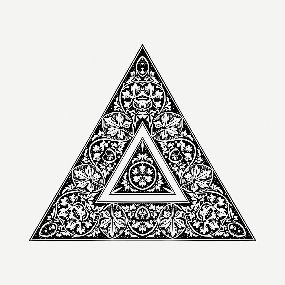 Vintage decorative triangle clipart illustration psd. Free public domain CC0 image