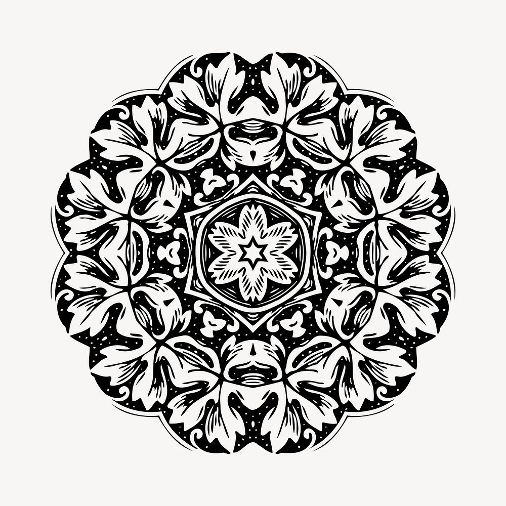 Decorative mandala decoration illustration clipart vector. Free public domain CC0 image