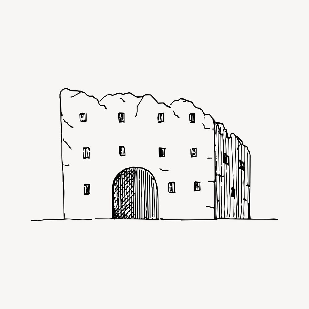 Building ruin illustration clipart vector. Free public domain CC0 image