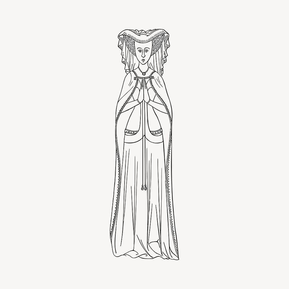 Noble woman illustration clipart vector. Free public domain CC0 image