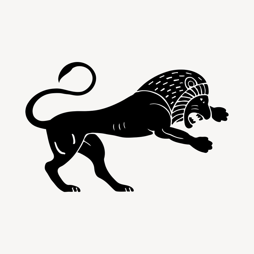 Black lion  illustration clipart vector. Free public domain CC0 image