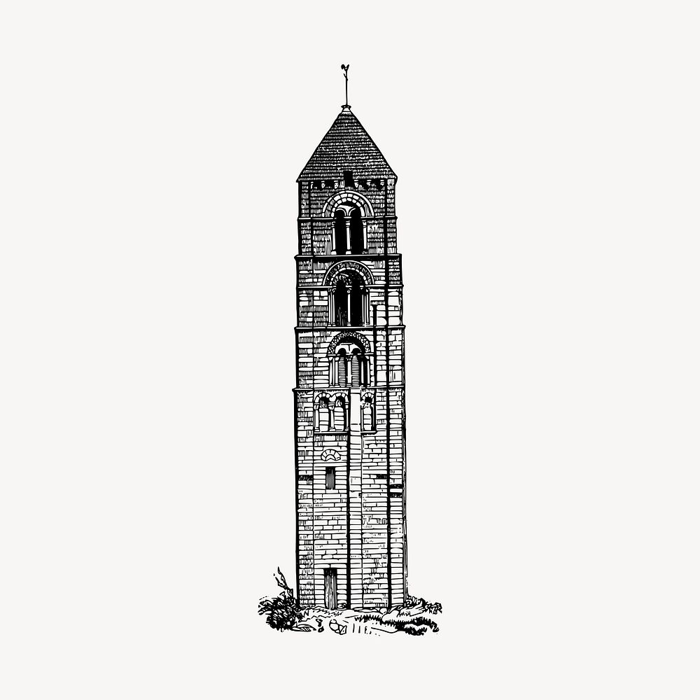 Church tower illustration clipart vector. Free public domain CC0 image