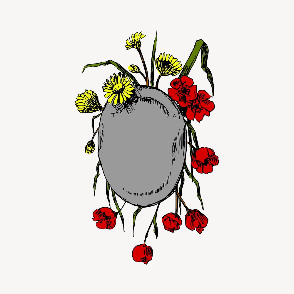 Floral stone illustration clipart vector. Free public domain CC0 image