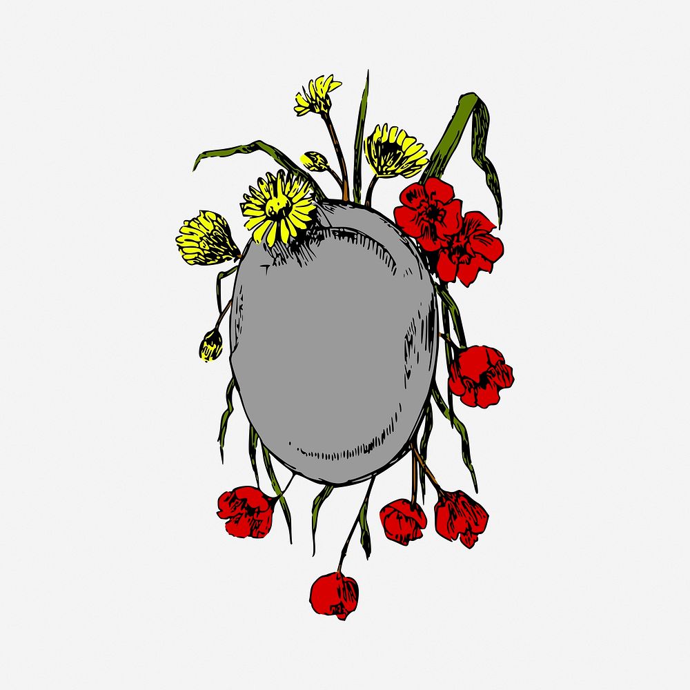 Floral stone illustration clipart. Free public domain CC0 image
