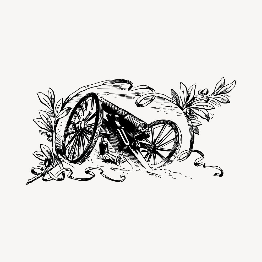 Cannon weapon illustration clipart vector. Free public domain CC0 image