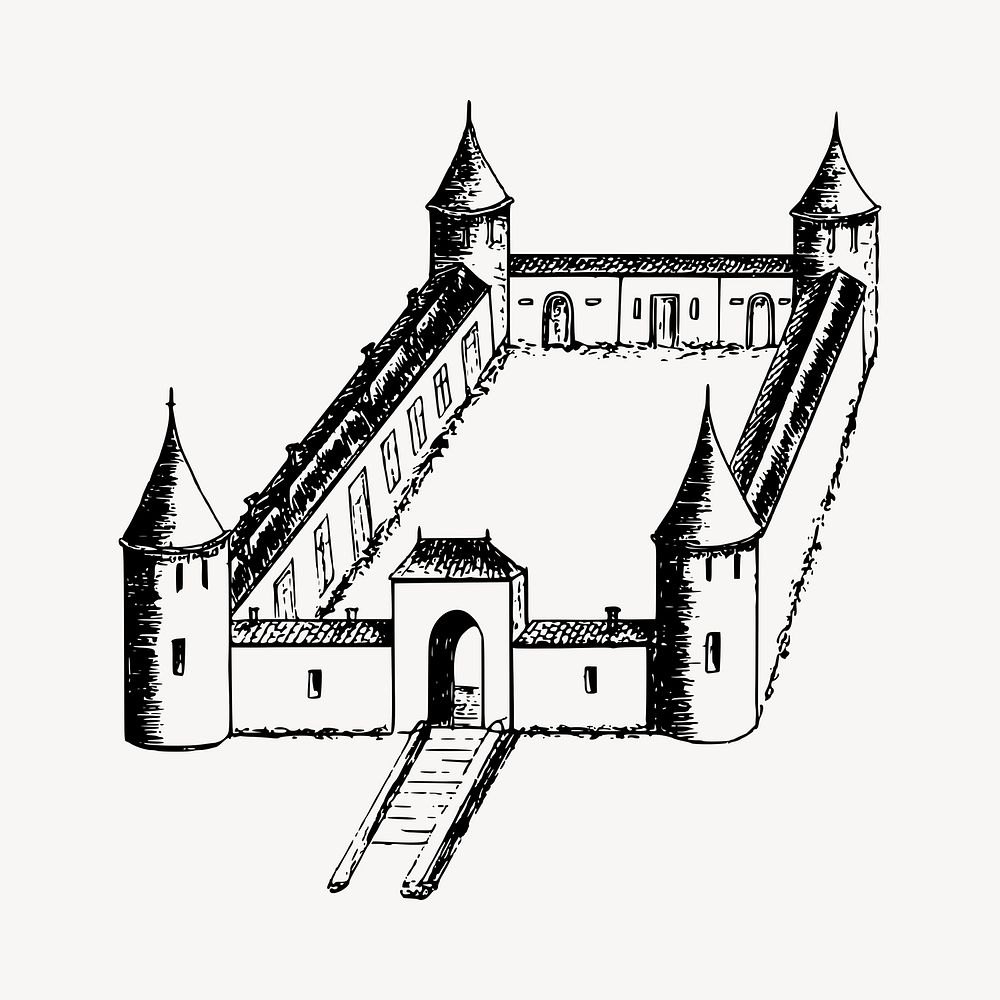 Castle fort illustration clipart vector. Free public domain CC0 image