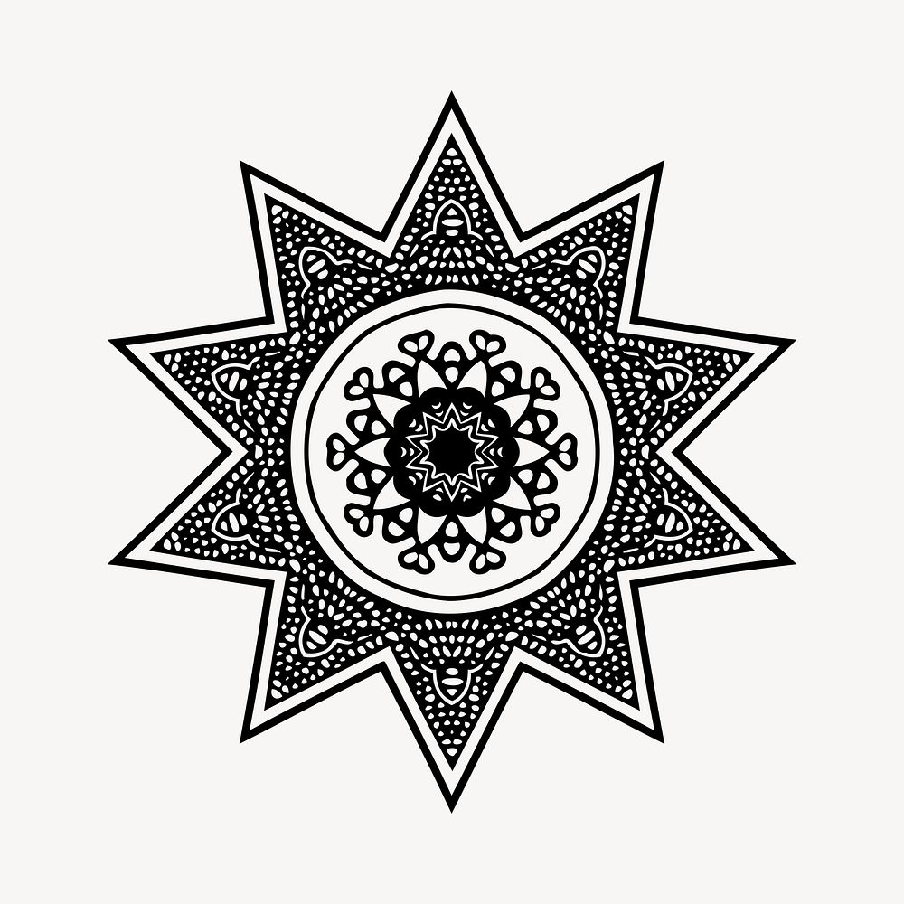 Vintage geometric starburst  illustration clipart vector. Free public domain CC0 image