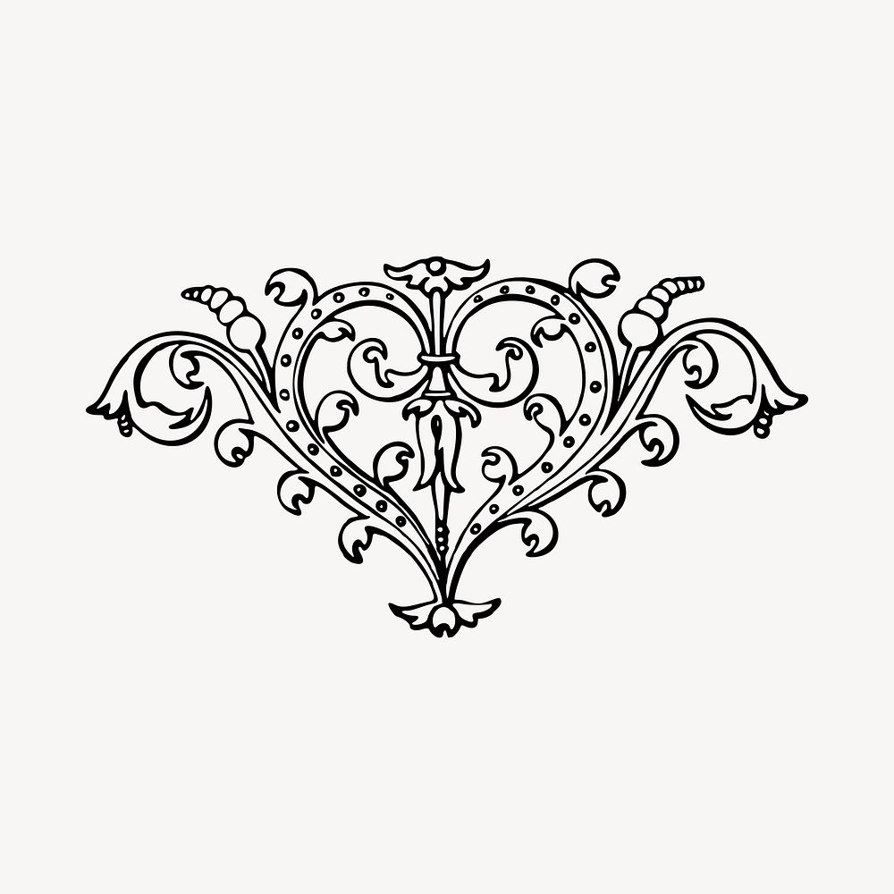 Elegant vintage ornamental illustration clipart vector. Free public domain CC0 image