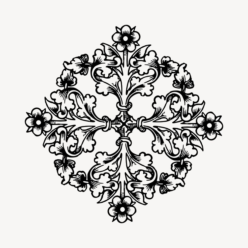 Elegant floral decorative illustration clipart vector. Free public domain CC0 image