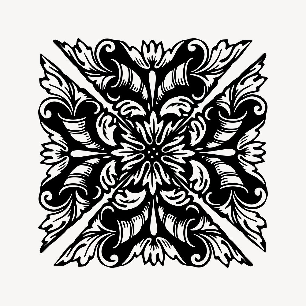 Elegant square decorative illustration clipart vector. Free public domain CC0 image