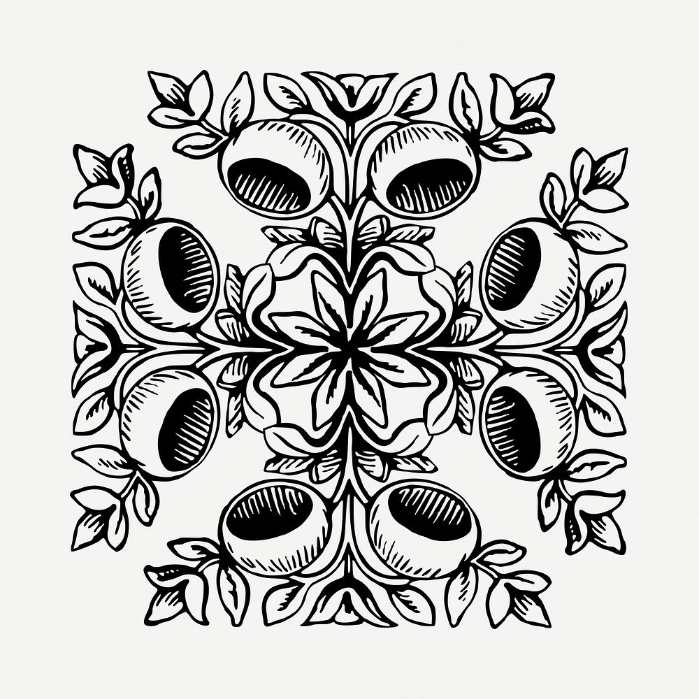 Elegant square decorative clipart illustration psd. Free public domain CC0 image
