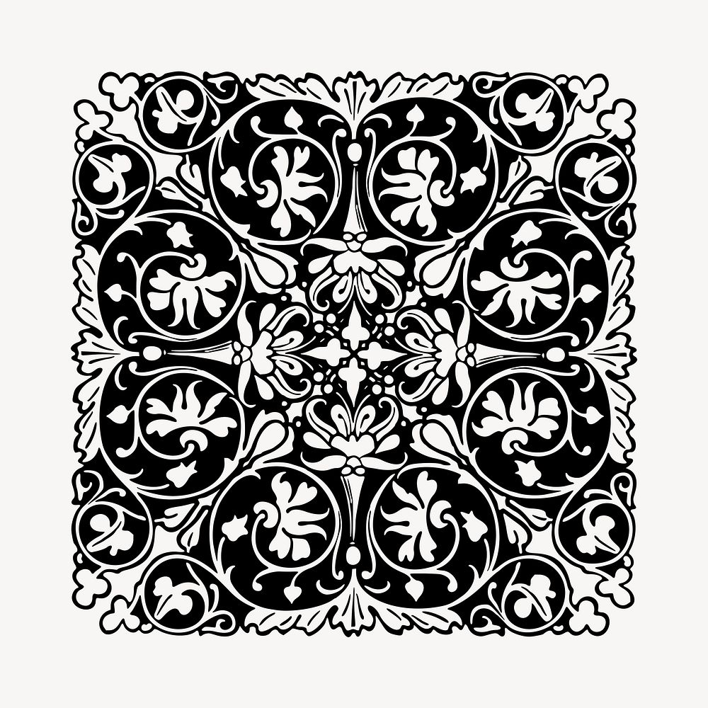 Elegant square decorative illustration clipart vector. Free public domain CC0 image