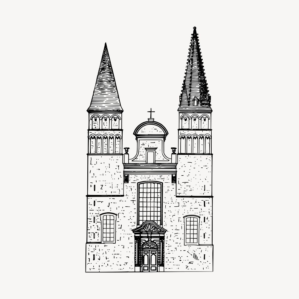 Church architecture illustration clipart vector. Free public domain CC0 image