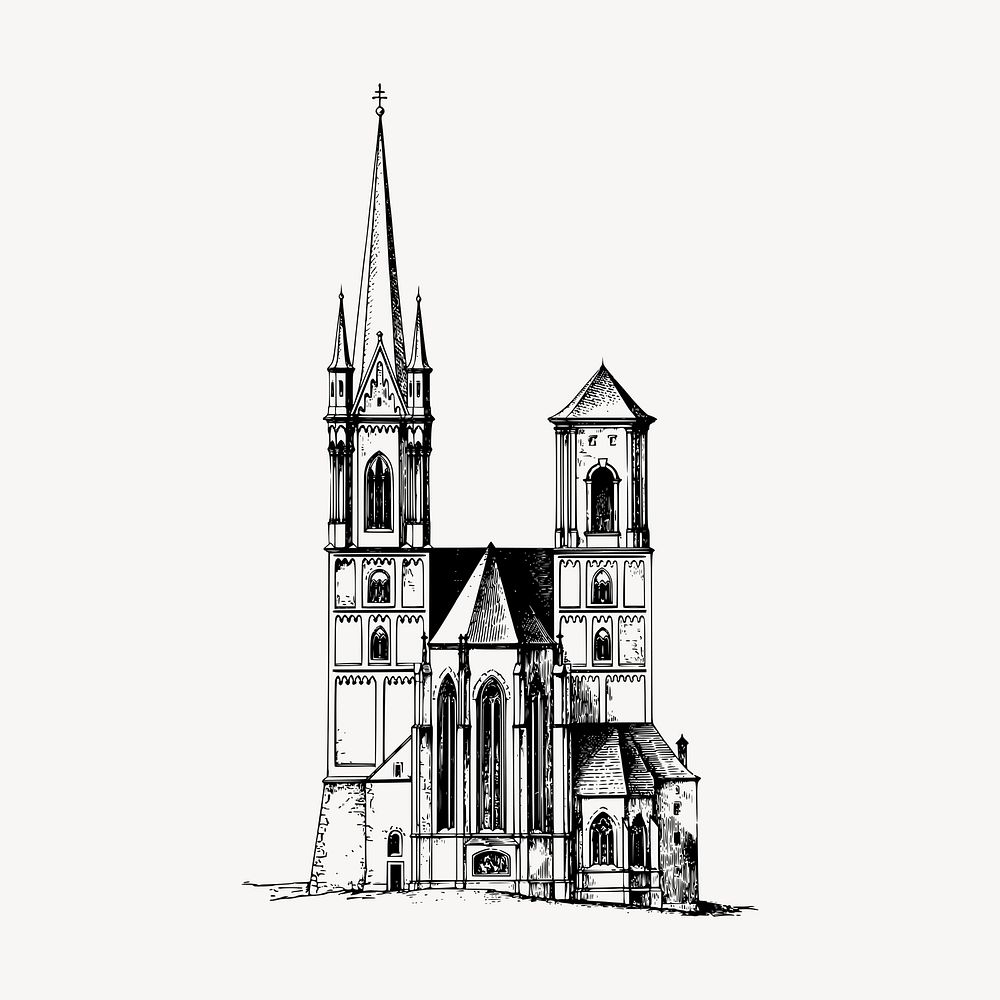 Church architecture illustration clipart vector. Free public domain CC0 image