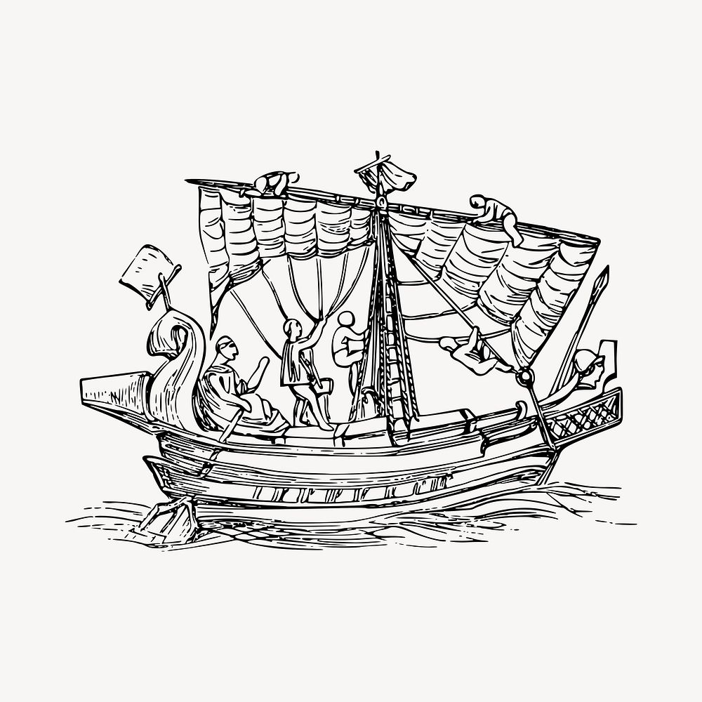 Sailing ship illustration clipart vector. Free public domain CC0 image