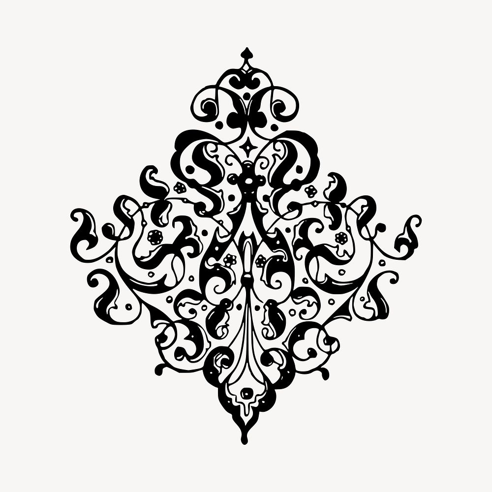 Elegant leafy decoration illustration clipart vector. Free public domain CC0 image